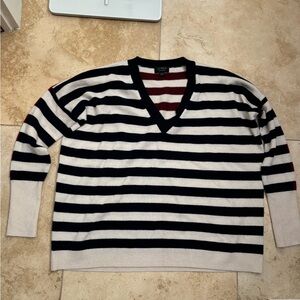 J. Crew Cashmere - blue and red stripe sweater. EUC. XS